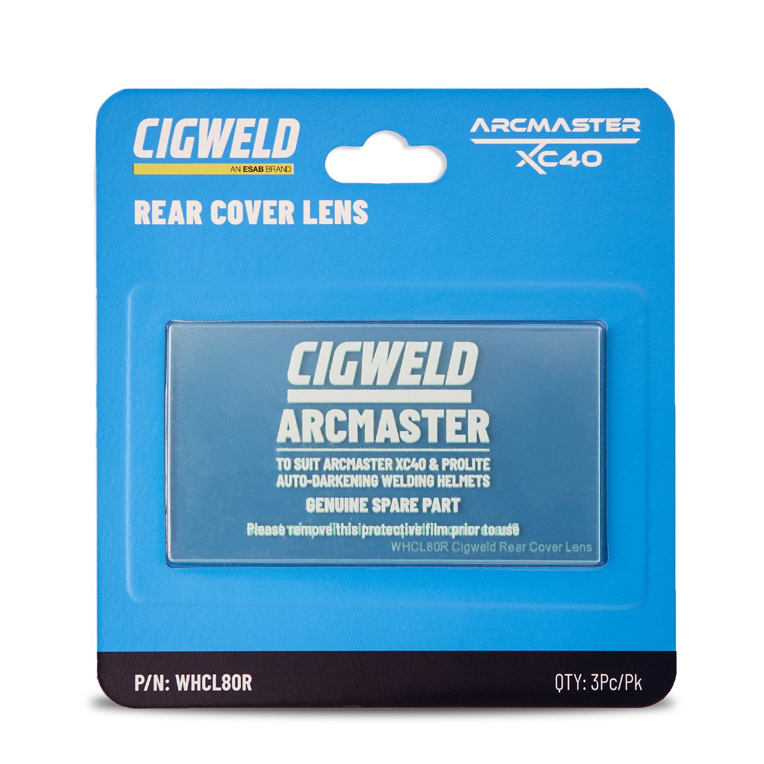 Cigweld WHCL80R 3-Pack Rear Cover Lens to Suit ARCMASTER XC40 Helemt – image 2