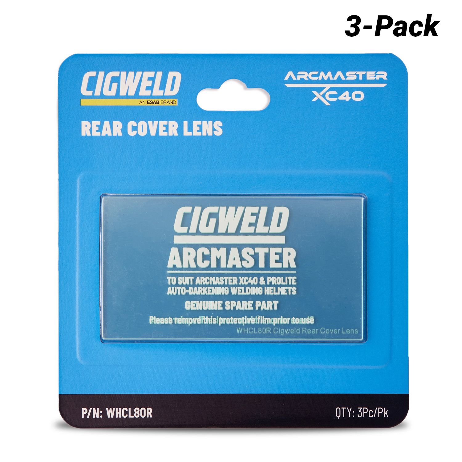 Cigweld WHCL80R 3-Pack Rear Cover Lens to Suit ARCMASTER XC40 Helemt – image 1