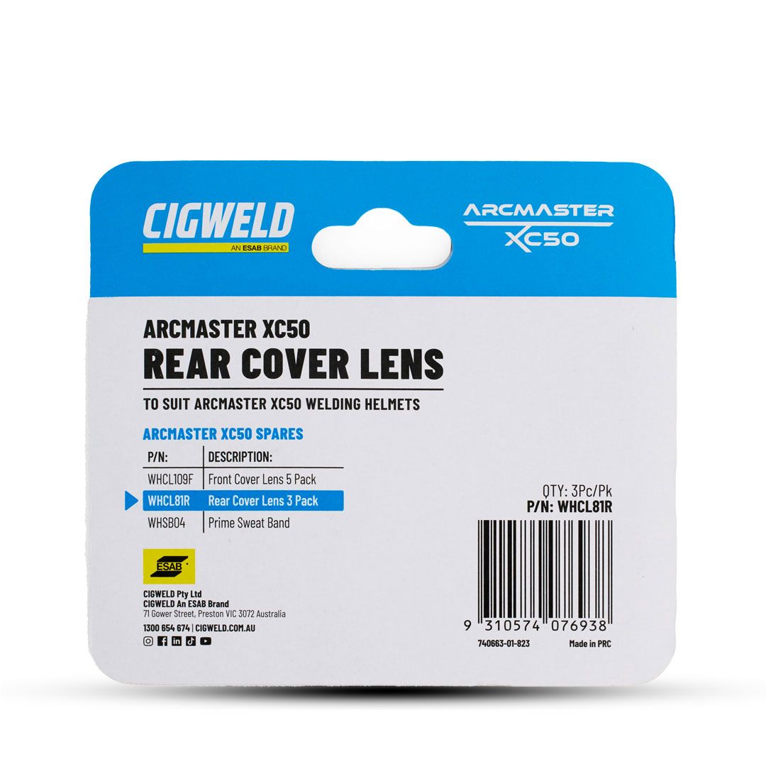 Cigweld WHCL81R 3-Pack Arcmaster XC50 Rear Cover Lens – image 2