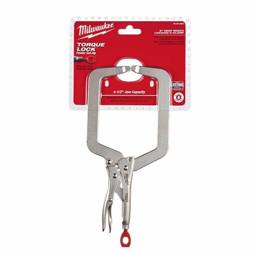 Milwaukee 48223533 228mm (9") Torque Lock Deep Reach C-Clamp Locking Pliers Regular Jaw – image 5