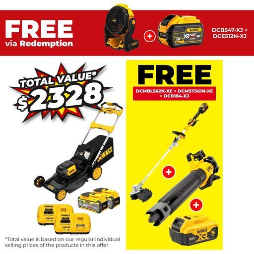DeWalt DCMWSP660Z2-XE 54V XR FlexVolt 15.0Ah Li-ion Cordless Brushless 530mm (21") Self-Propelled Mower Combo Kit
