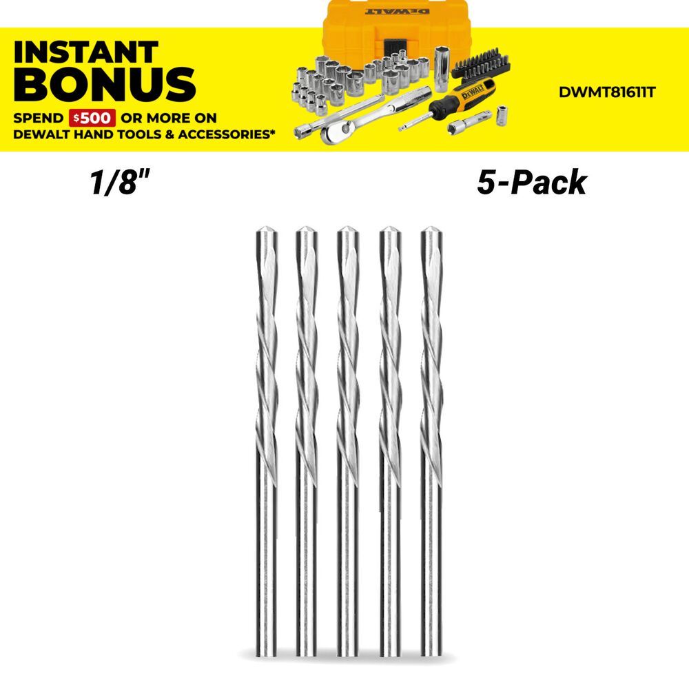 DeWalt DT6620-QZ 5-Pack 3.2mm (1/8") Drywall Pilot Point Cut Out Bit – image 1