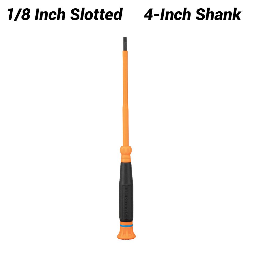 Klein A-6254INS 1/8" Slotted, 4" Shank Insulated Precision Screwdriver – image 1