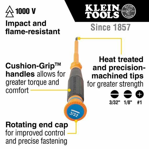 Klein A-6254INS 1/8" Slotted, 4" Shank Insulated Precision Screwdriver – image 10