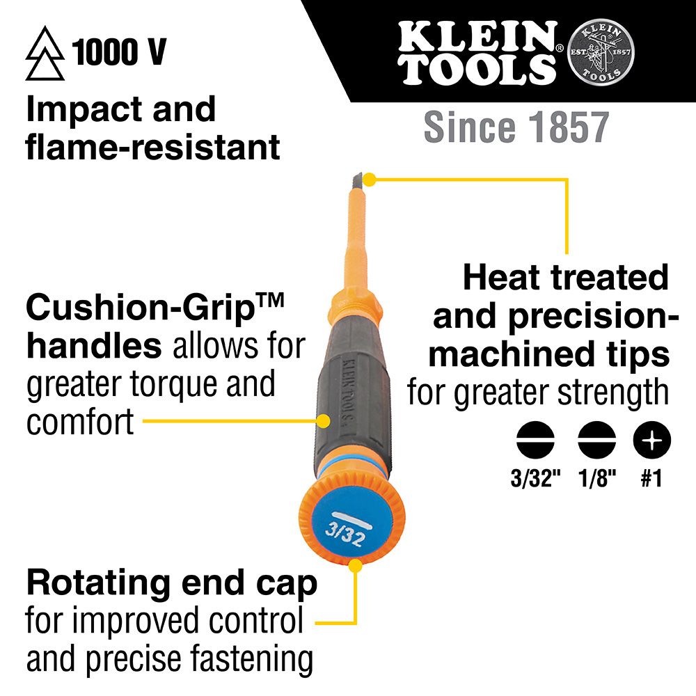 Klein A-6273INS 1/16" Slotted 3" Shank Insulated Precision Screwdriver – image 15