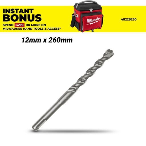 Milwaukee 4932344297 12mm x 260mm SDS Plus M2 2-Cut Drill Bit