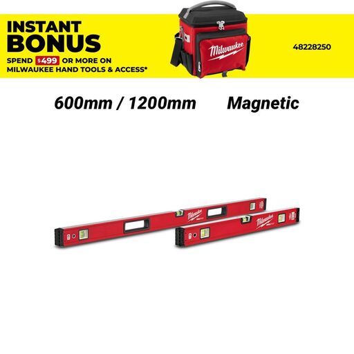 Milwaukee MLBXSM48 600mm & 1200mm (24"/48") REDSTICK Magnetic Box Level Set