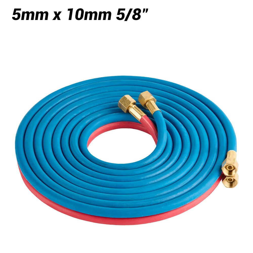 Cigweld 208694 5mm x 10mm 5/8"-18 UNF RH + LH Both Ends BlueJet RBX Fitted Gas Hose Oxy/Acet – image 1
