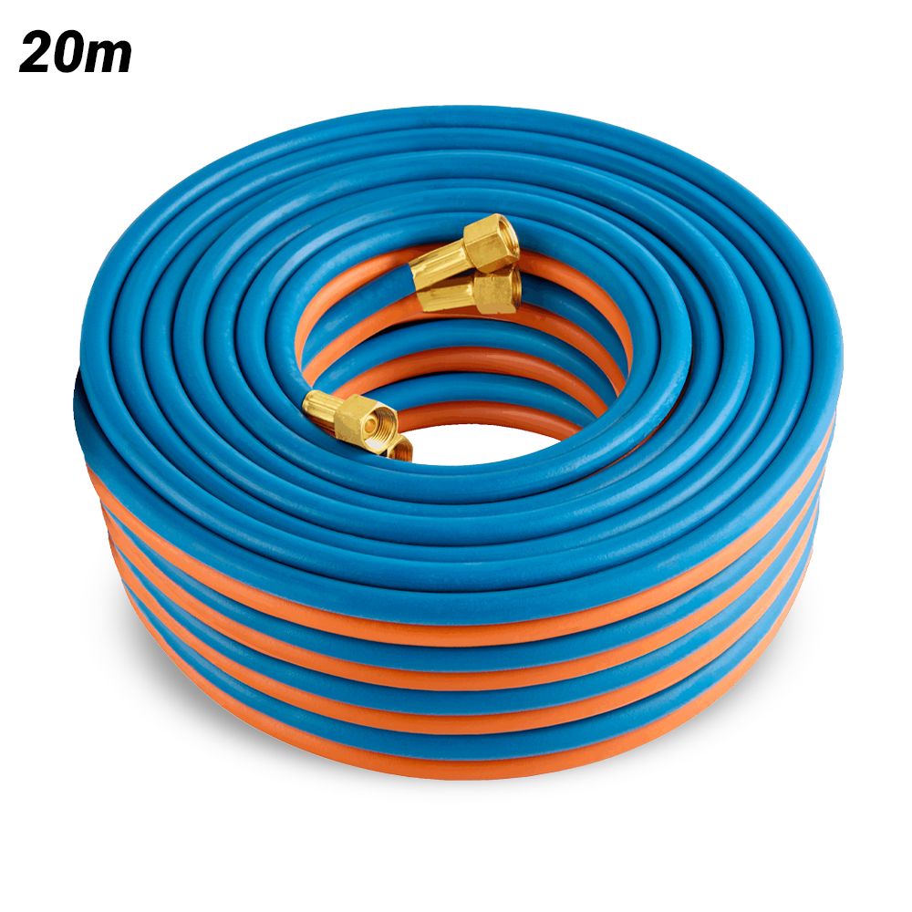 Cigweld 208835 5mm x 20m 5/8"-18 UNF RH + LH Both Ends BlueJet RBX Fitted Gas Hose Oxy/LPG - – image 1