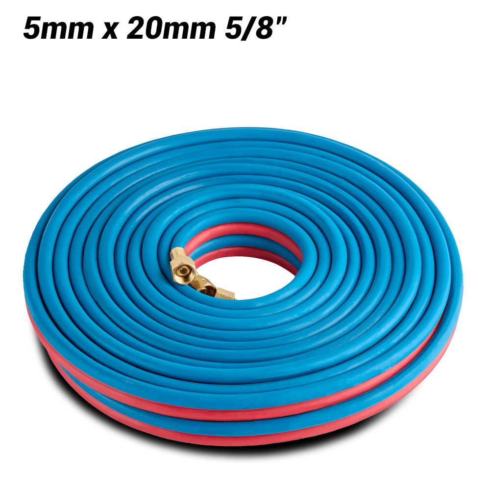 Cigweld 208815 5mm x 20mm 5/8"-18 UNF RH + LH Both Ends BlueJet RBX Fitted Gas Hose Oxy/Acet – image 1