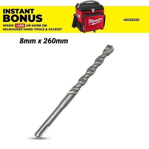 Milwaukee 4932353821 8mm x 260mm M2 2-Cut SDS Plus Drill Bit