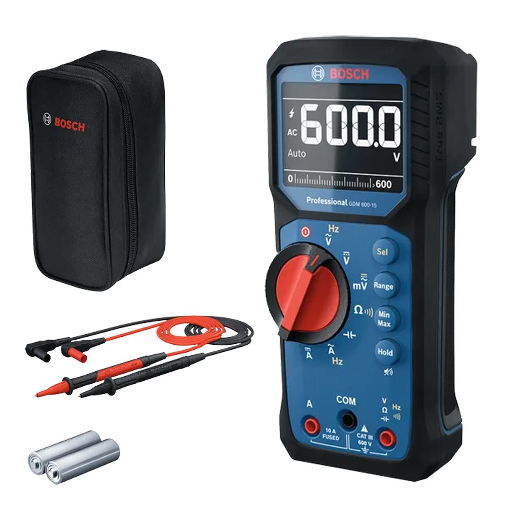 Bosch 0.615.A50.0GP 3.7V 1.0Ah Professional Digital Multimeter & IP54 Dual Power Clamp Meter Electricians Starter Kit – image 2