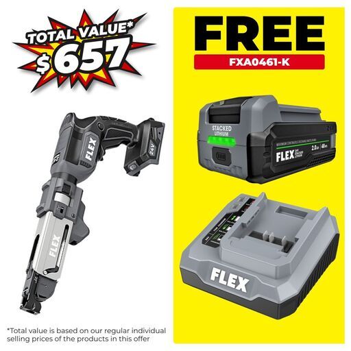Flex FXA1611-Z 24V Li-ion Cordless Drywall Screw Gun with Magazine Attachment - Skin Only