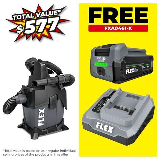 Flex FXA5221-Z 24V Li-ion Cordless 6 Litre Vacuum Skin Only