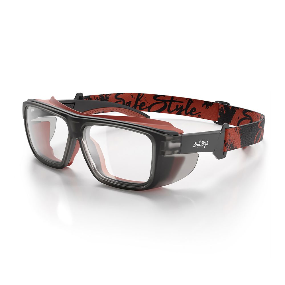SafeStyle SPCO1-0000 Converts Matte Graphite Red Frame Clear Lens – image 1