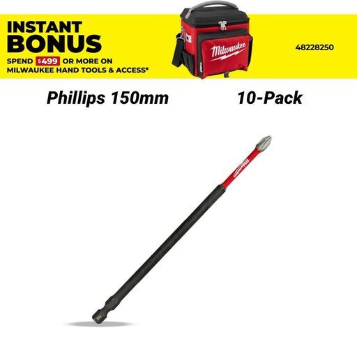 Milwaukee 48324807A 10-Pack SHOCKWAVE™ PH2 x 150mm (6") Power Bit