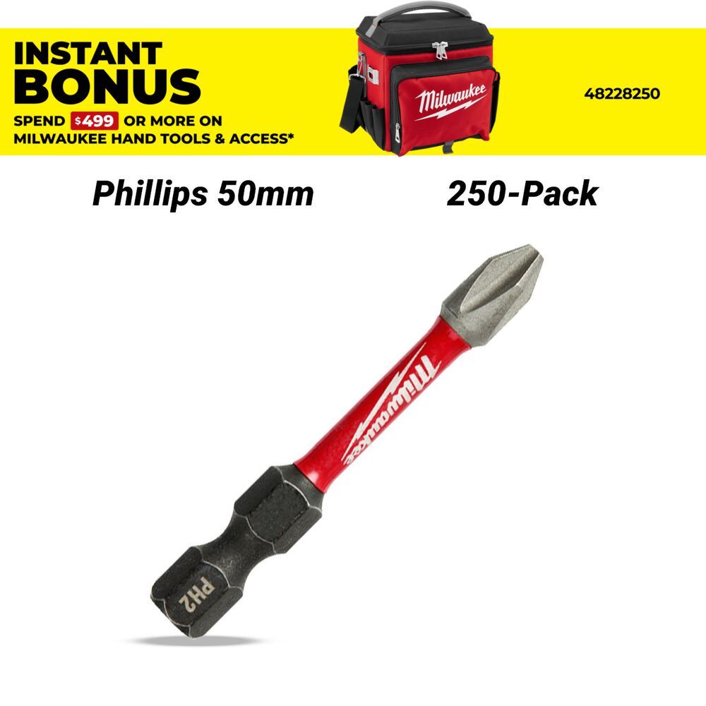 Milwaukee 48324862A 250-Pack SHOCKWAVE™ PH2 x 50mm (2") Power Bit – image 1