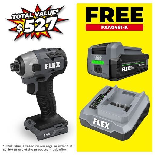 Flex FXA1351-Z 24V Li-ion Cordless Brushless 1/4" Hex Impact Driver - Skin Only