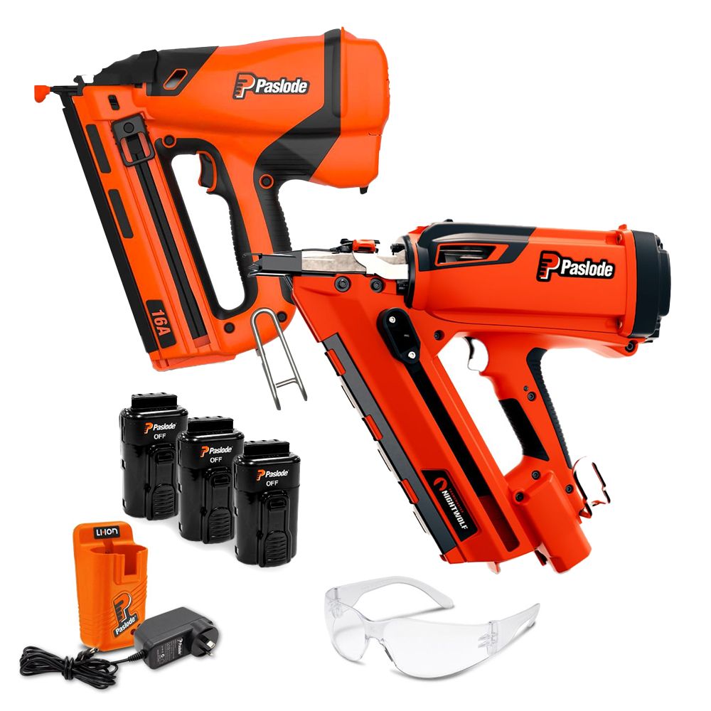 Paslode SNW0516 FrameMaster NightWolf Cordless Framing Nailer & TrimMaster Cordless 16Ga Angled Bradder Combo Kit – image 1