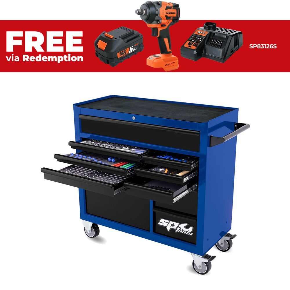 SP Tools SP50637BX 342pce Metric/SAE Custom Series Tool Kit with 11 Drawer Blue Roller Cabinet - Limited Edition – image 1