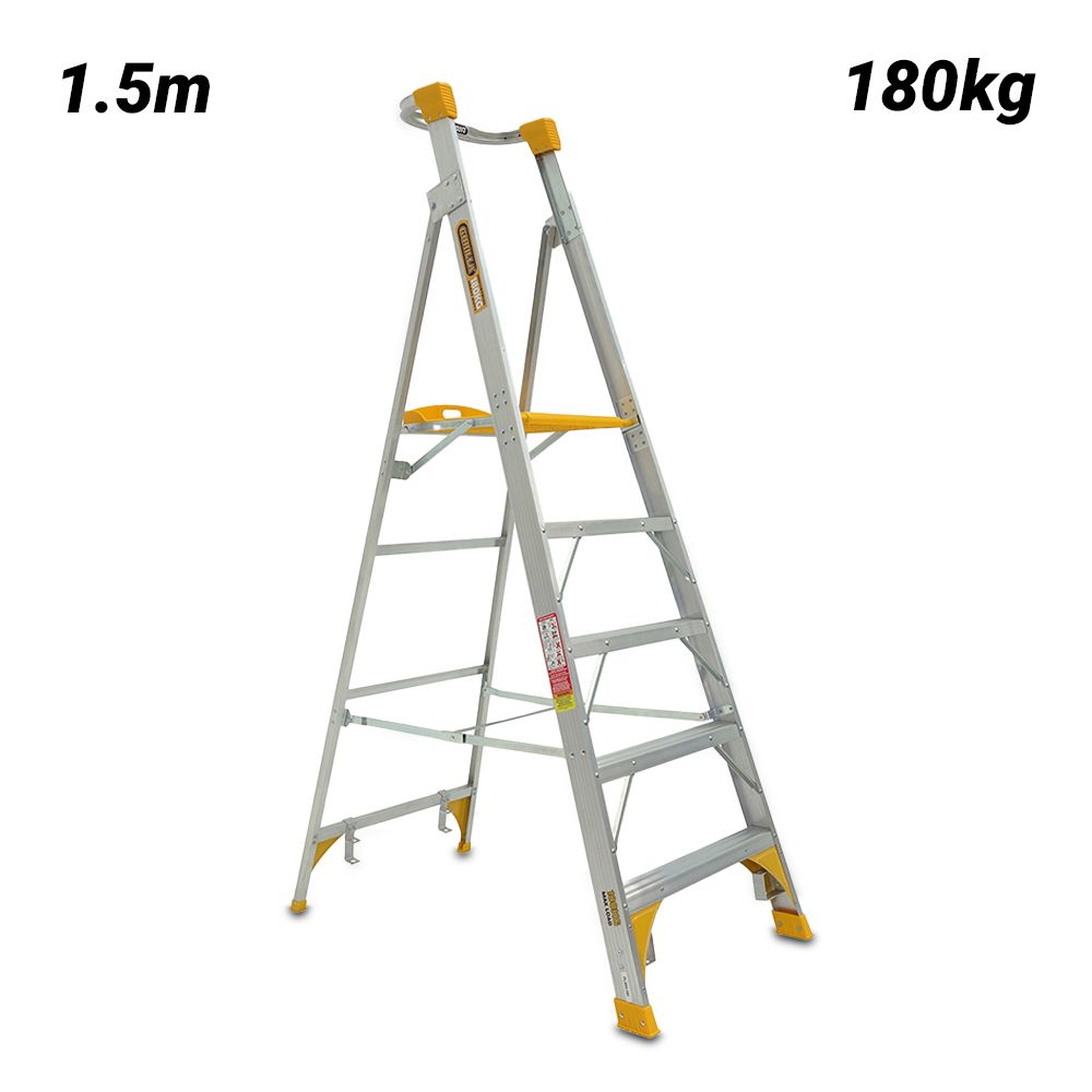 Gorilla PL005-HD 1.5m 180kg Heavy Duty Industrial Platform Aluminium Ladder – image 1