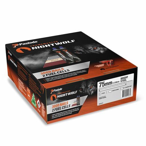 Paslode NW547V 3000-Pack 75mm x 3.06mm Bright Steel Framemaster Nightwolf D-Head Nails – image 3