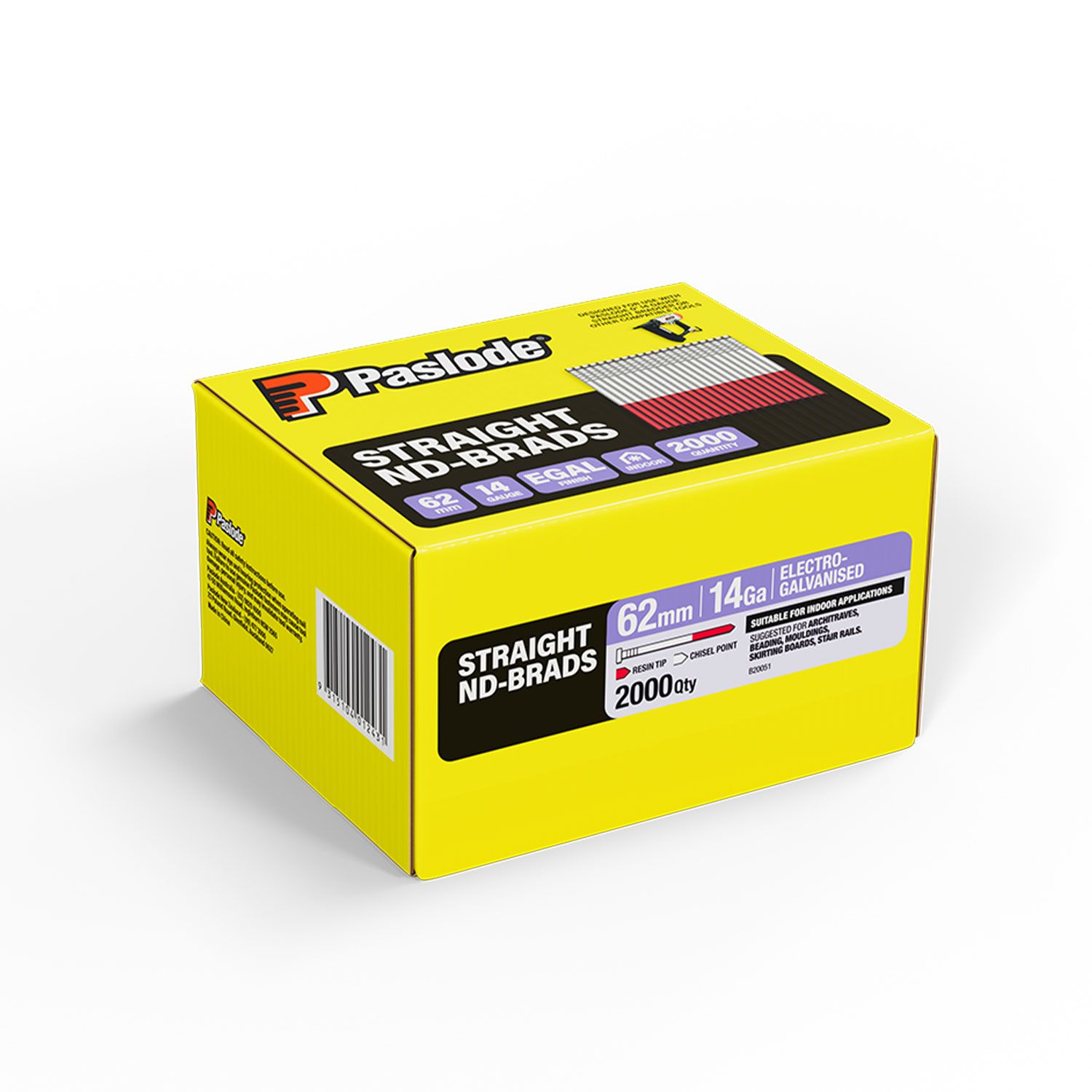 Paslode B20051 2000-Pack 62mm x 14GA Zinc Plated Brad Nails – image 2