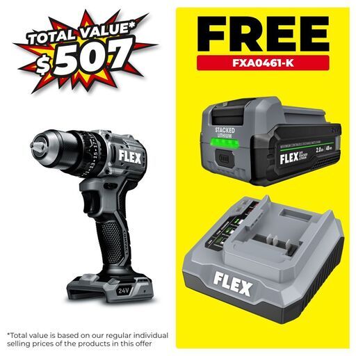 Flex FXA1231-Z 24V 13mm 2-Speed Compact Hammer Drill - Skin Only