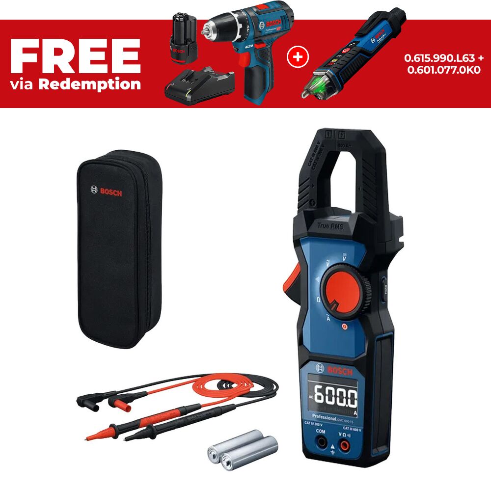 Bosch GMC 600-15 (0.601.077.600) Professional IP54 Dual Power Clamp Meter – image 1