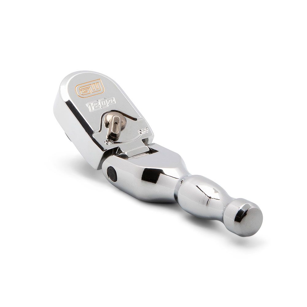 GEARWRENCH 81212XP 3/8" Drive 120XP™ Full Polish Chrome Stubby Flex Head Teardrop Ratchet 4-3/4" – image 1