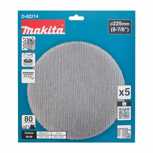 Makita D-82214 5-Pack 225mm 80# Drywall Mesh Sanding Disc  - Coarse – image 3