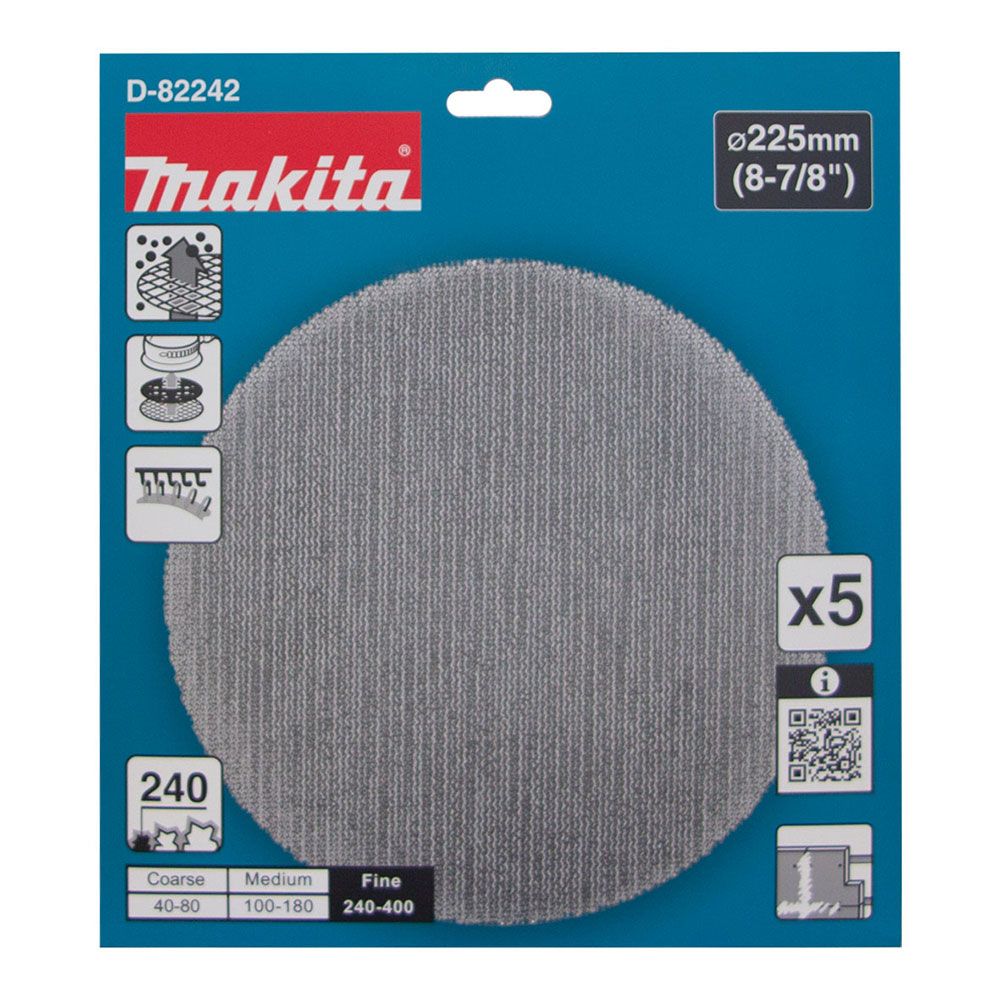 Makita D-82242 5-Pack 225mm 240# Drywall Mesh Sanding Disc - Fine – image 3