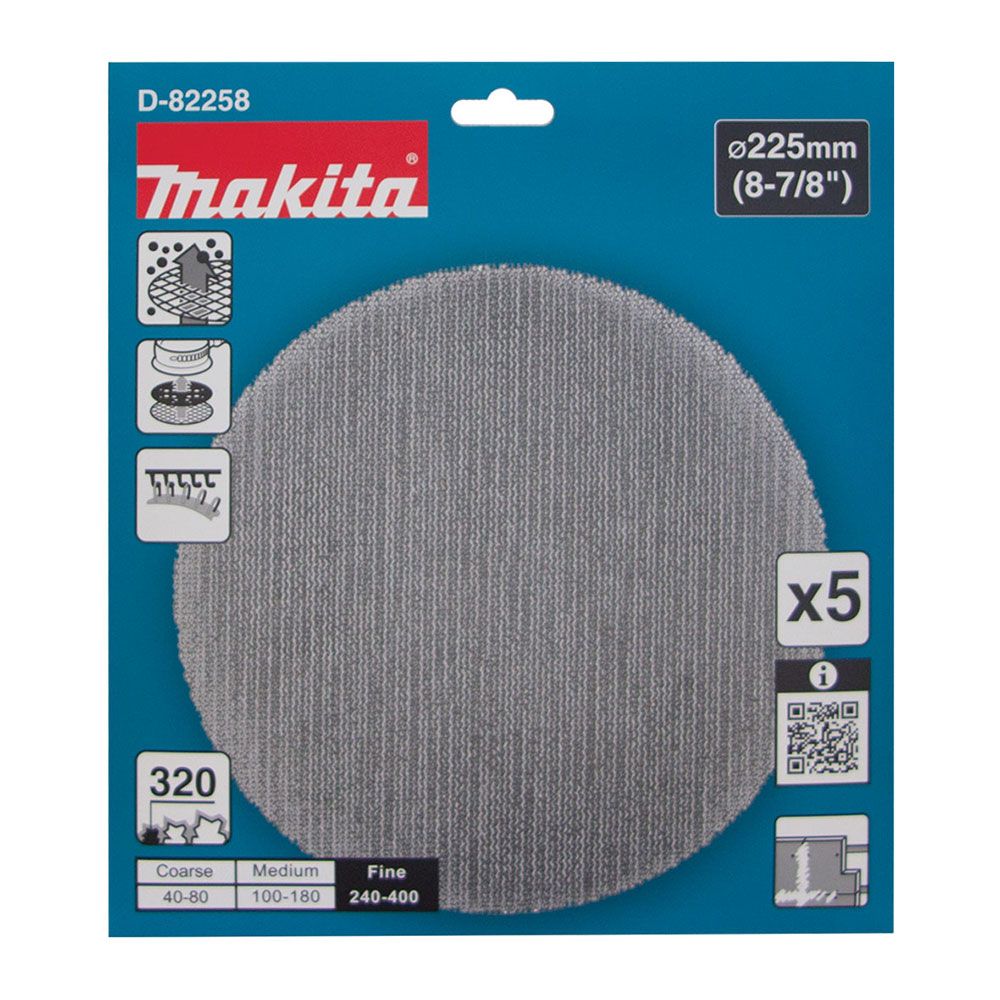 Makita D-82258 5-Pack 225mm 320# Drywall Mesh Sanding Disc – image 3