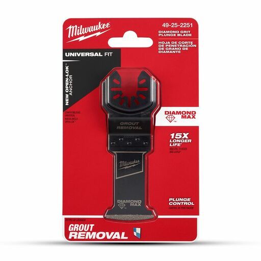 Milwaukee 49252251 35mm (1-3⁄8") Open-Lok Diamond Max Plunge Cut Grout Removal Blade – image 3