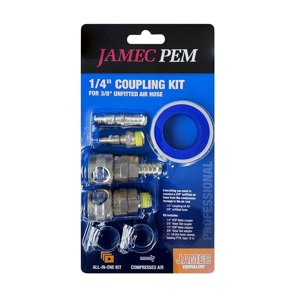 Jamec-Pem 70.0145 1/4" Coupling Kit for 3/8" Unfitted Air Hose - KIT 4 – image 1