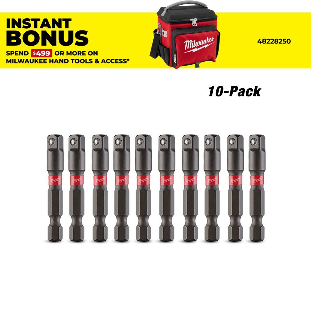Milwaukee 48325030A 10-Pack SHOCKWAVE™ 1/4" Hex to 1/4" Square Power Bit Socket Adapter – image 1
