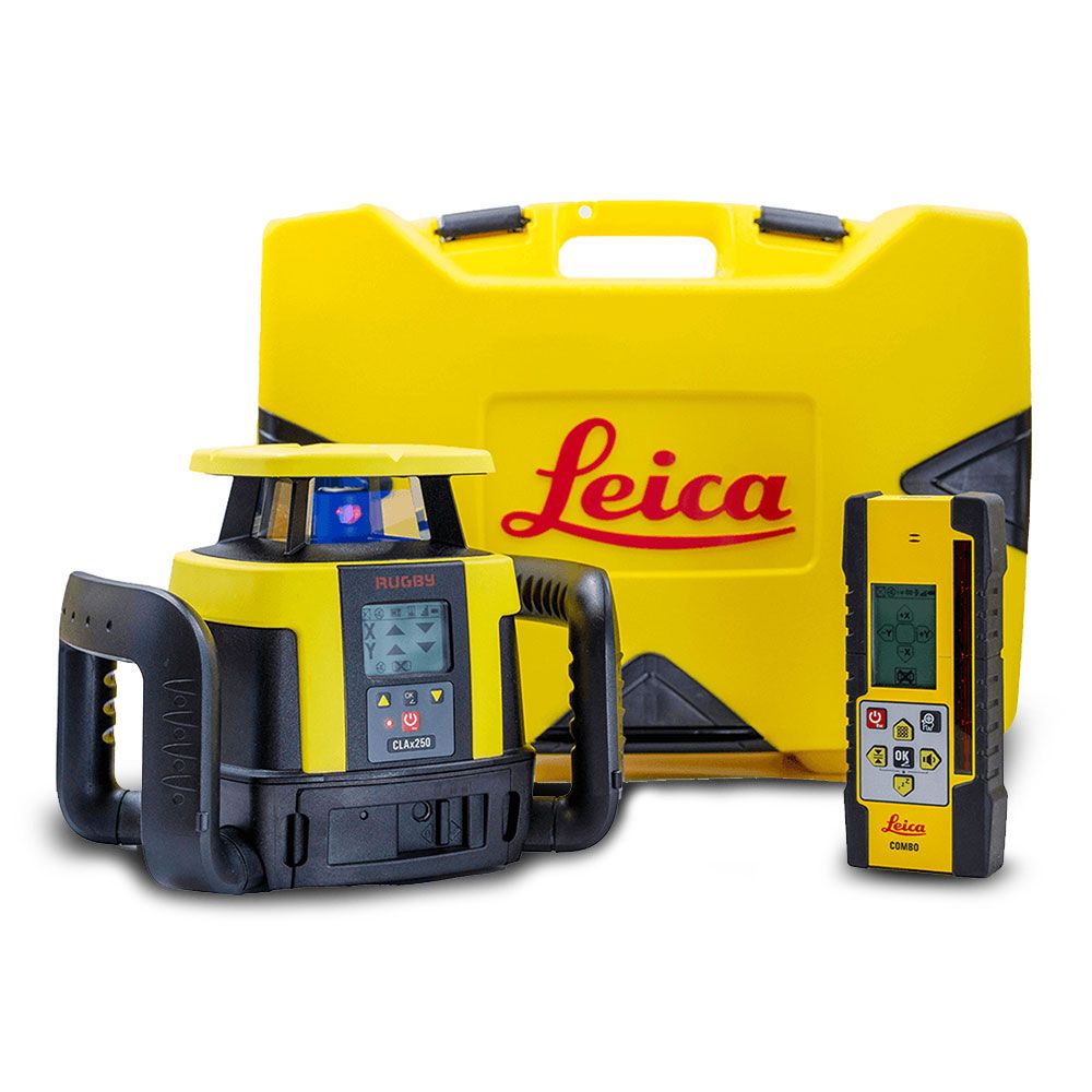 Leica CLAx250 (LG6018539CLC) Rugby Hz Manual Grade Rotary Laser Level with Digital Receiver Rechargeable Kit – image 1