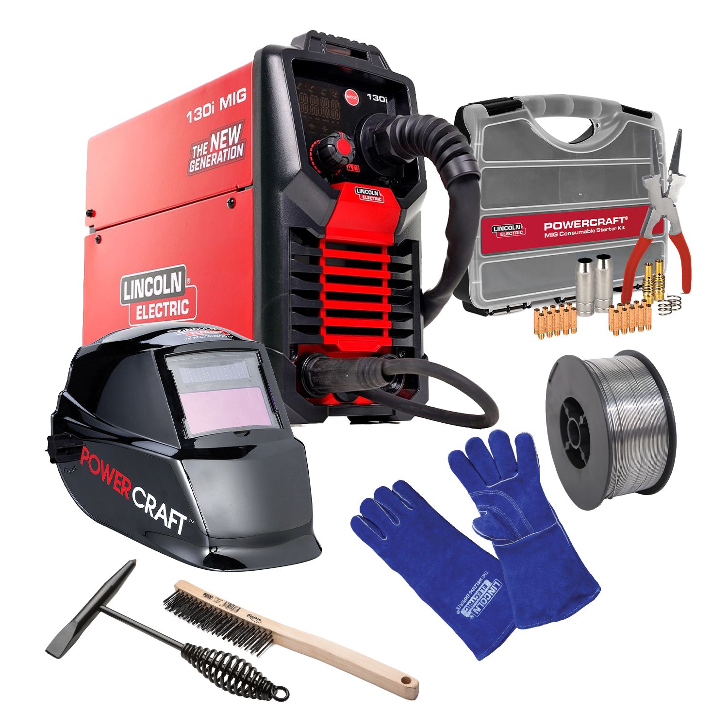 Lincoln Electric K69113-1P 130i Powercraft 3-in-1 10amp Multi Process Welder Combo Kit – image 1