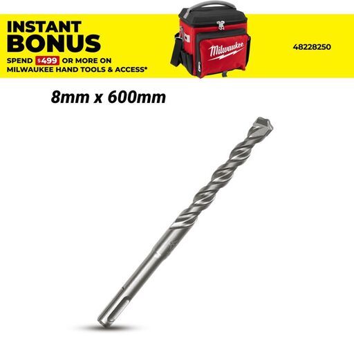 Milwaukee 4932399327 8mm x 600mm M2 2-Cut SDS Plus Drill Bit