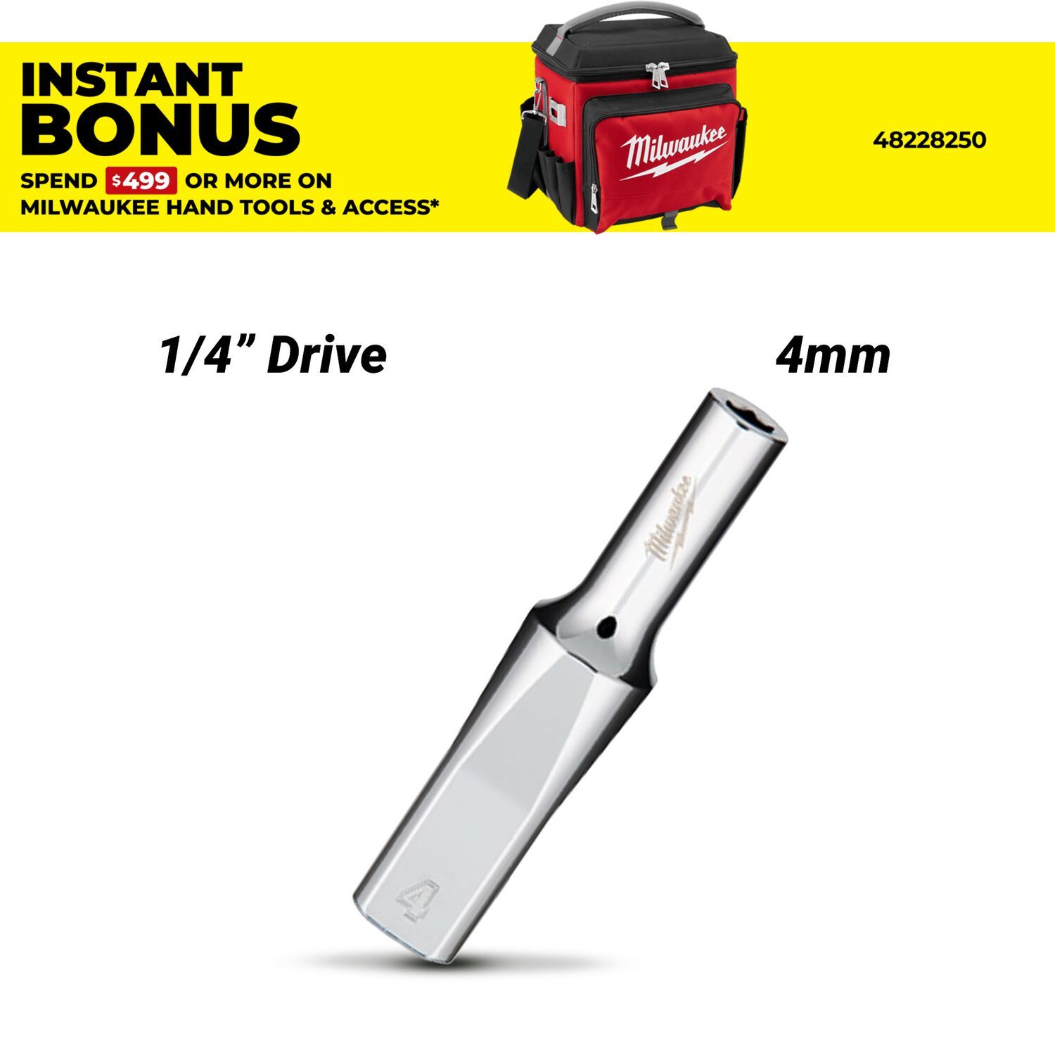 Milwaukee 45344010 1/4" Drive 4mm Metric Deep 6-Point Socket – image 1