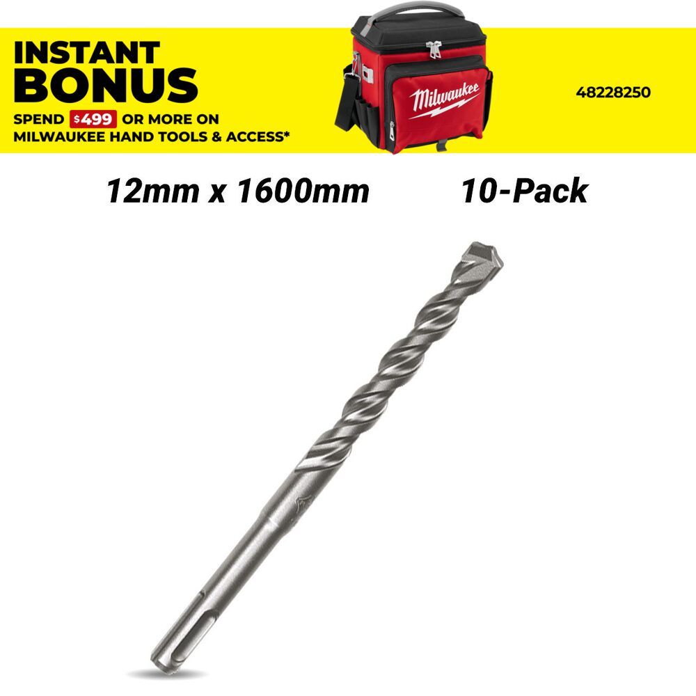 Milwaukee 4932399343 10-Pack 12mm x 160mm SDS Plus 2-Cut M2 – image 1