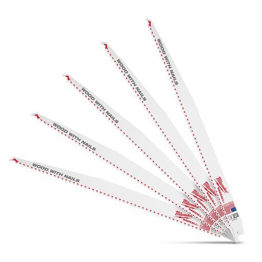 Milwaukee 48475037 (48005037) 5-Pack 300mm 12" 5TPI Thin Kerf Wood SAWZALL Blades – image 4