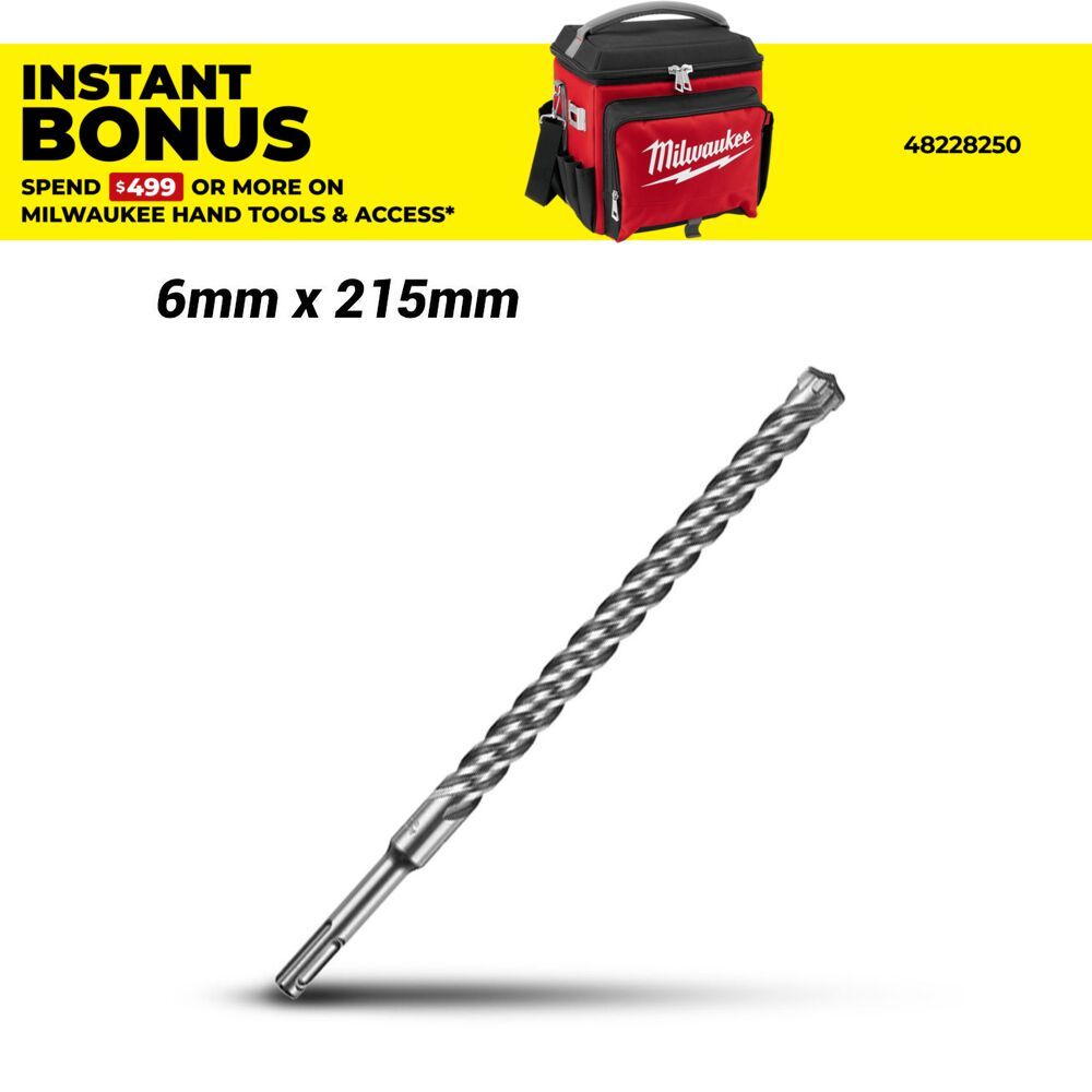 Milwaukee 4932352013 6mm x 215mm SDS Plus MX4 4-Cut Drill Bit – image 1
