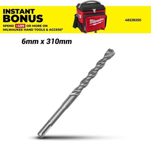 Milwaukee 4932399321 6mm x 310mm SDS Plus M2 2-Cut Drill Bit