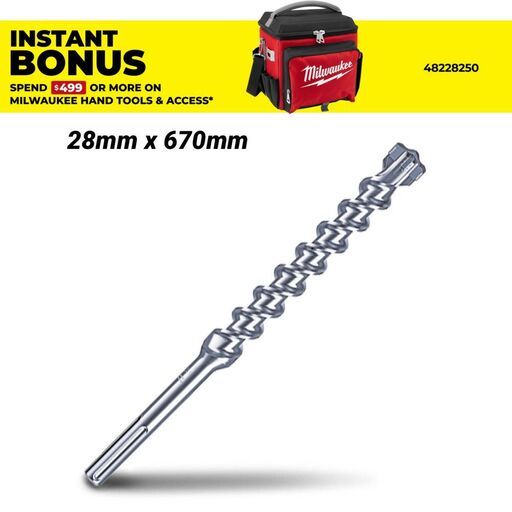 Milwaukee 4932352780 28mm x 670mm SDS Max 4-Cut Drill Bit