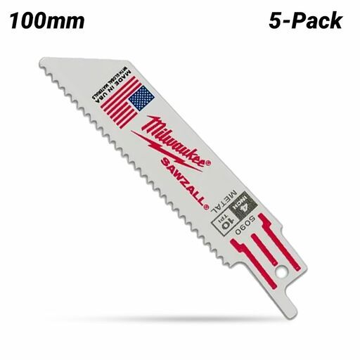 Milwaukee 48005090 5-Pack 100mm 3-15/16" 10TPI Thin Kerf Metal SAWZALL Blades – image 2