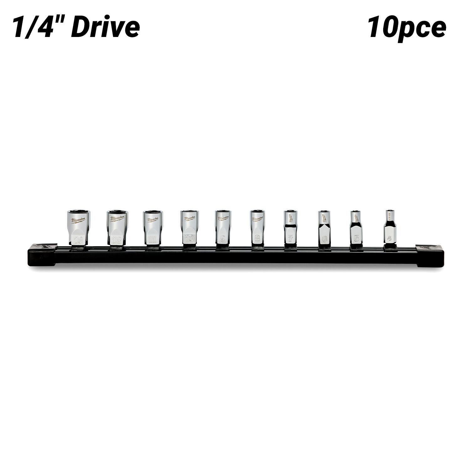 Milwaukee 48229103 10pce 1/4" Drive Standard Metric Socket Set with Storage Rail – image 2
