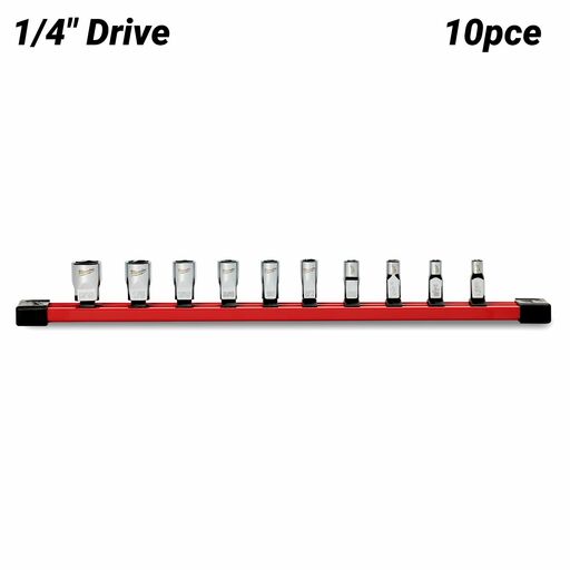 Milwaukee 48229106 10pce 1/4" Drive Standard SAE Socket Set with Storage Rail – image 2