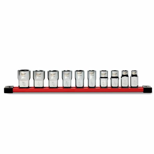 Milwaukee 48229114 10pce 1/2" Drive Standard SAE Socket Set with Storage Rail – image 4