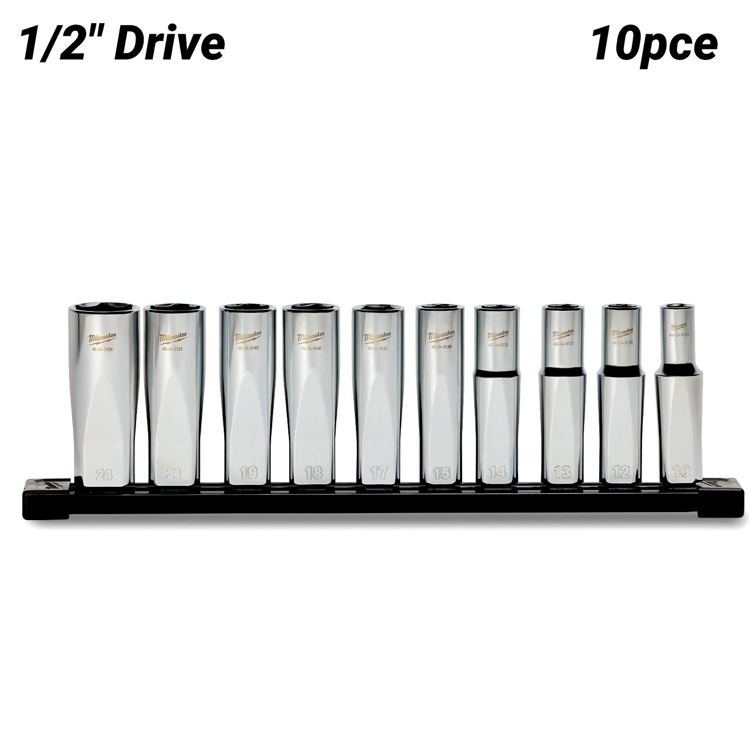 Milwaukee 48229113 10pce 1/2" Drive Deep Metric Socket Set with Storage Rail – image 2